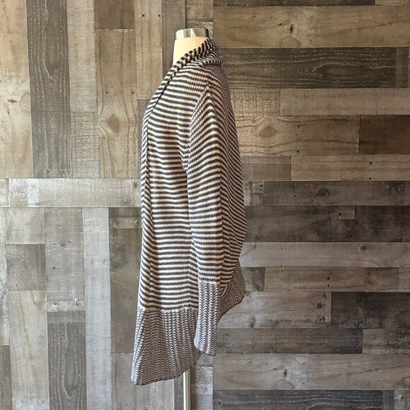 BCBGMaxAzria tan navy stripes open cardigan XSmall western coastal cowgirl fall - Picture 6 of 10